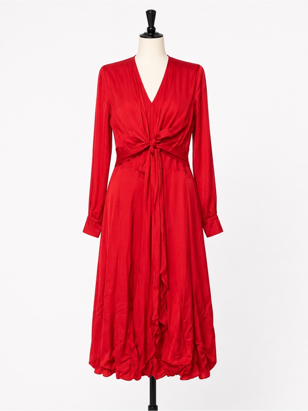 Armani Exchange Women’s Size 4 Red Viscose Tie Front Long Sleeve Maxi Dress NWT